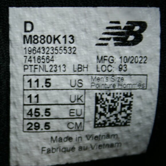 New Balance Men's 11.5 Fresh Foam X 880 v13 Black Running Shoes Sneakers M880K13 - Picture 8 of 12